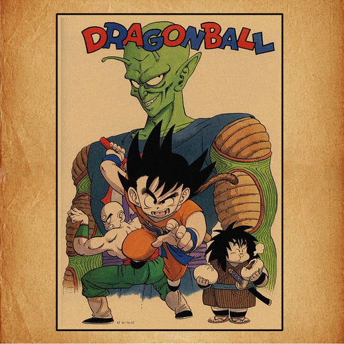 Póster retro de Dragon Ball - Piccolo y la familia de Goku