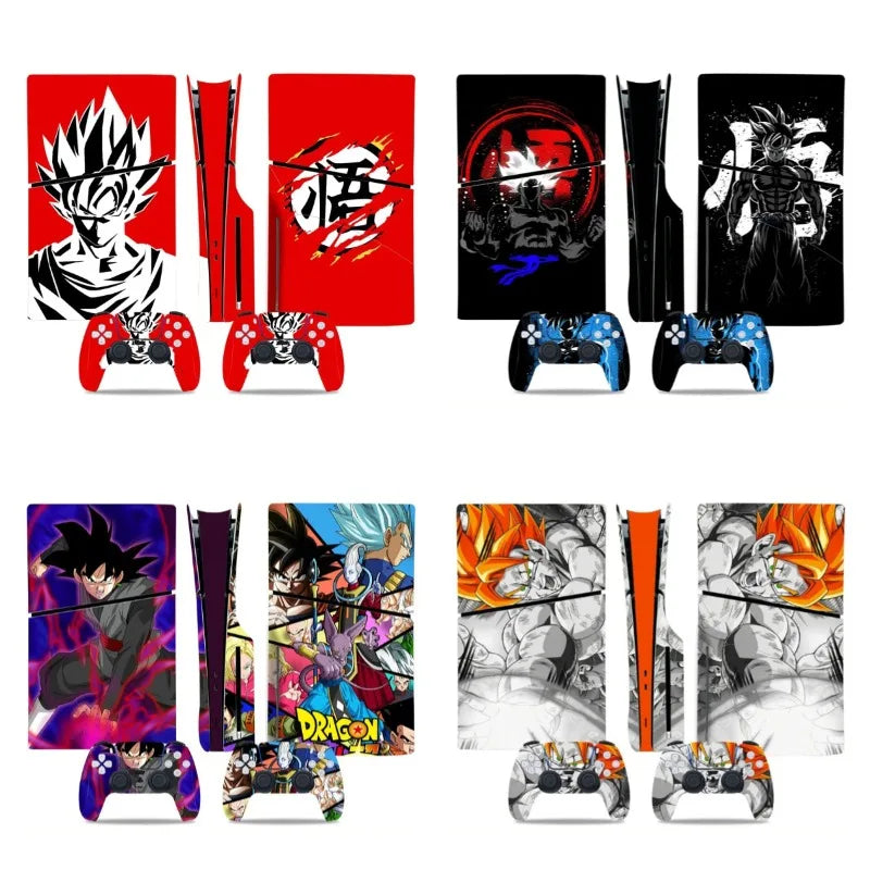 Pegatina para consola Dragon Ball - Shenron y Goku Super Saiyajin sobre fondo verde