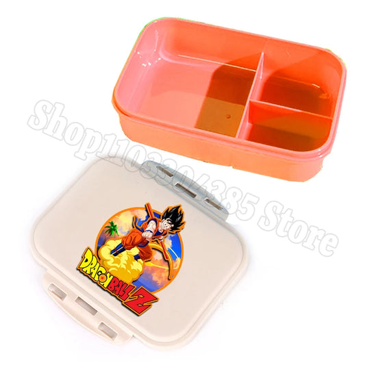 Boîte à goûter compartimentée orange Dragon Ball - Goku bondissant sur fond jaune