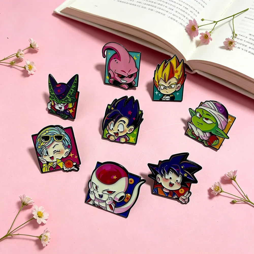 Los 8 Pins Dragon Ball - Porträts von Goku Vegeta Piccolo und ihren Freunden
