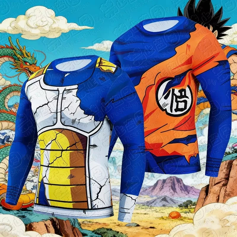 T-shirt with long sleeves blue Dragon Ball armor Saiyan damaged