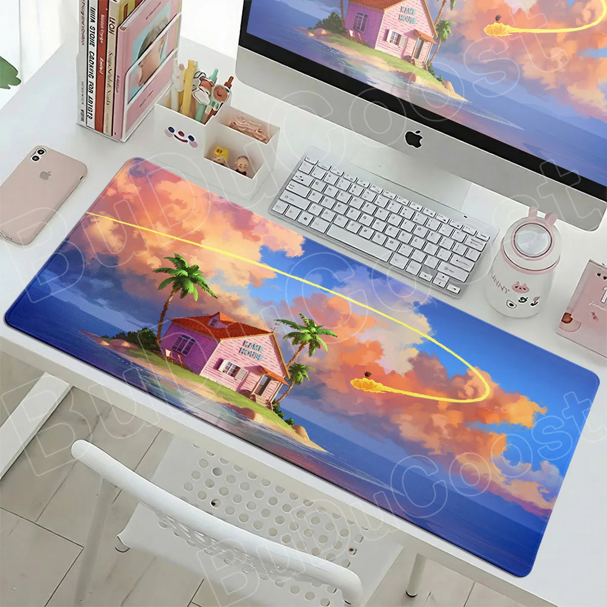 Tapis de souris noir et blanc Dragon Ball - Black Goku Rosé et boules de cristal
