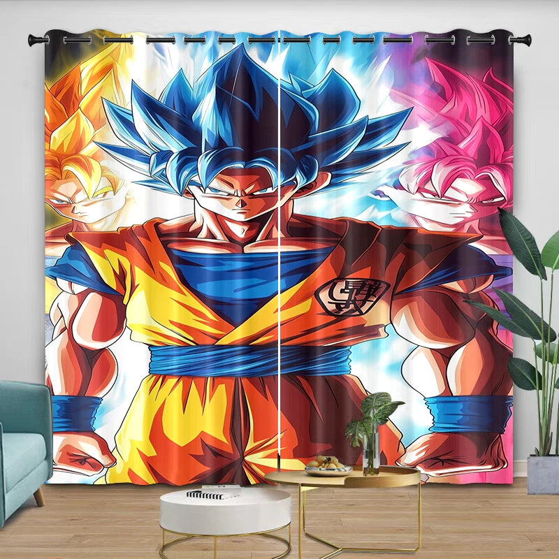 Rideaux Dragon Ball - Goku Super Saiyan Blue et transformations