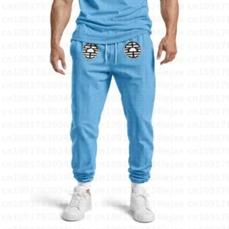 Pantaloni da jogging arancioni Dragon Ball - kanji Go e caviglie blu