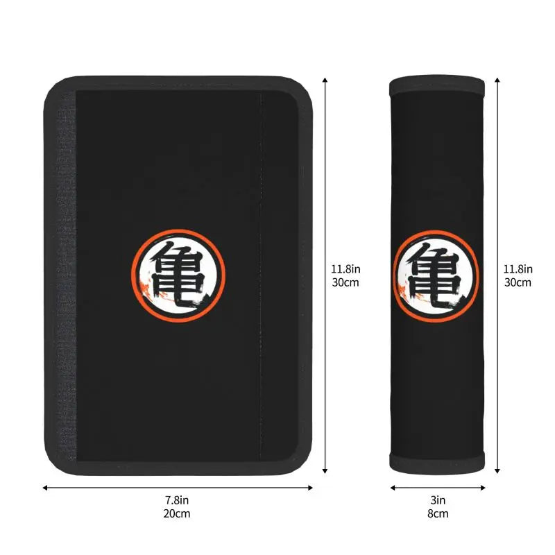 Protezioni per cinture di sicurezza nere Dragon Ball - kanji Kame cerchiato d'arancione