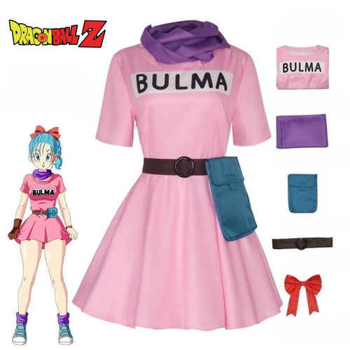 Costume rose Dragon Ball - Bulma avec ceinture et foulard