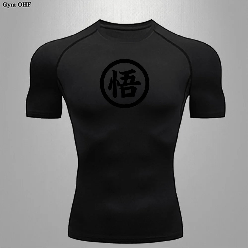 Graues Sportoberteil mit langen Ärmeln Dragon Ball - kanji Go black