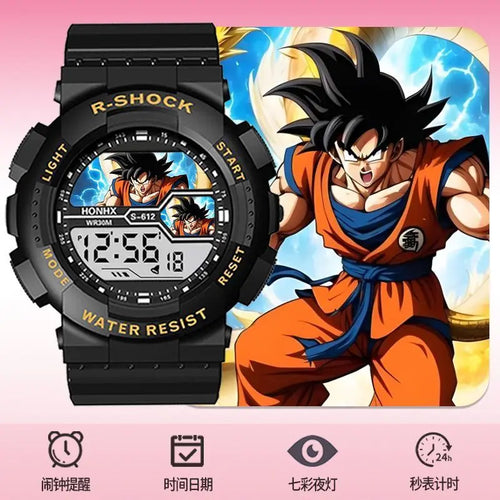 Montre ronde numérique Dragon Ball - Goku Kamehameha bleu