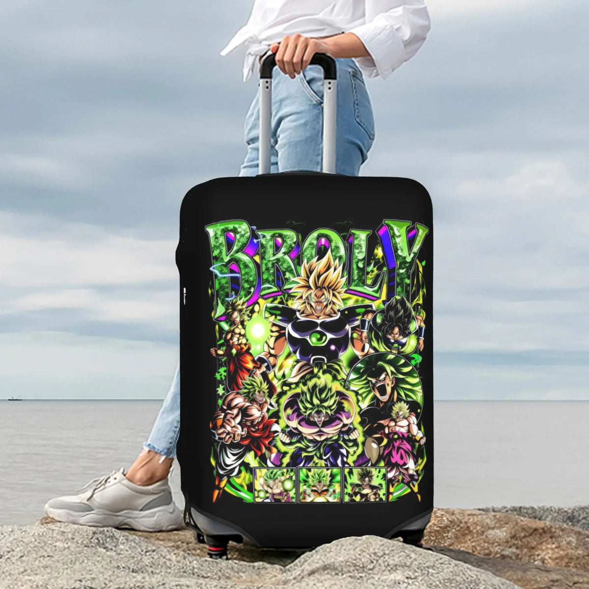Housse de valise multicolore Dragon Ball - Goku et ses transformations répétées