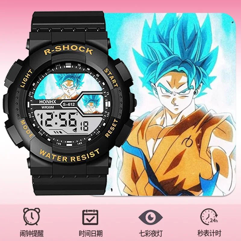 Dragon Ball Digitaluhr - Goku Super Saiyan Blue auf rundem Zifferblatt