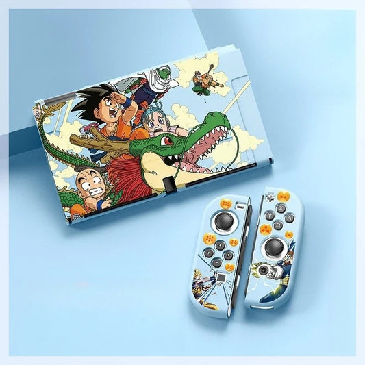 Coque Nintendo Switch Dragon Ball - Goku et ses amis avec dragon vert
