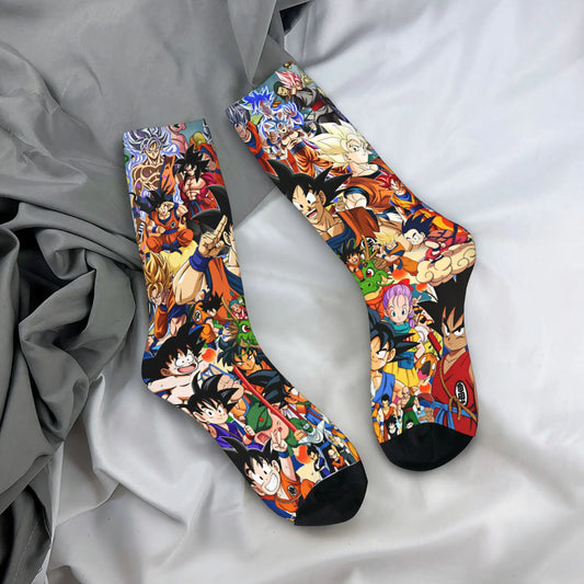 Calcetines multicolores Dragon Ball - guerreros reunidos en collage