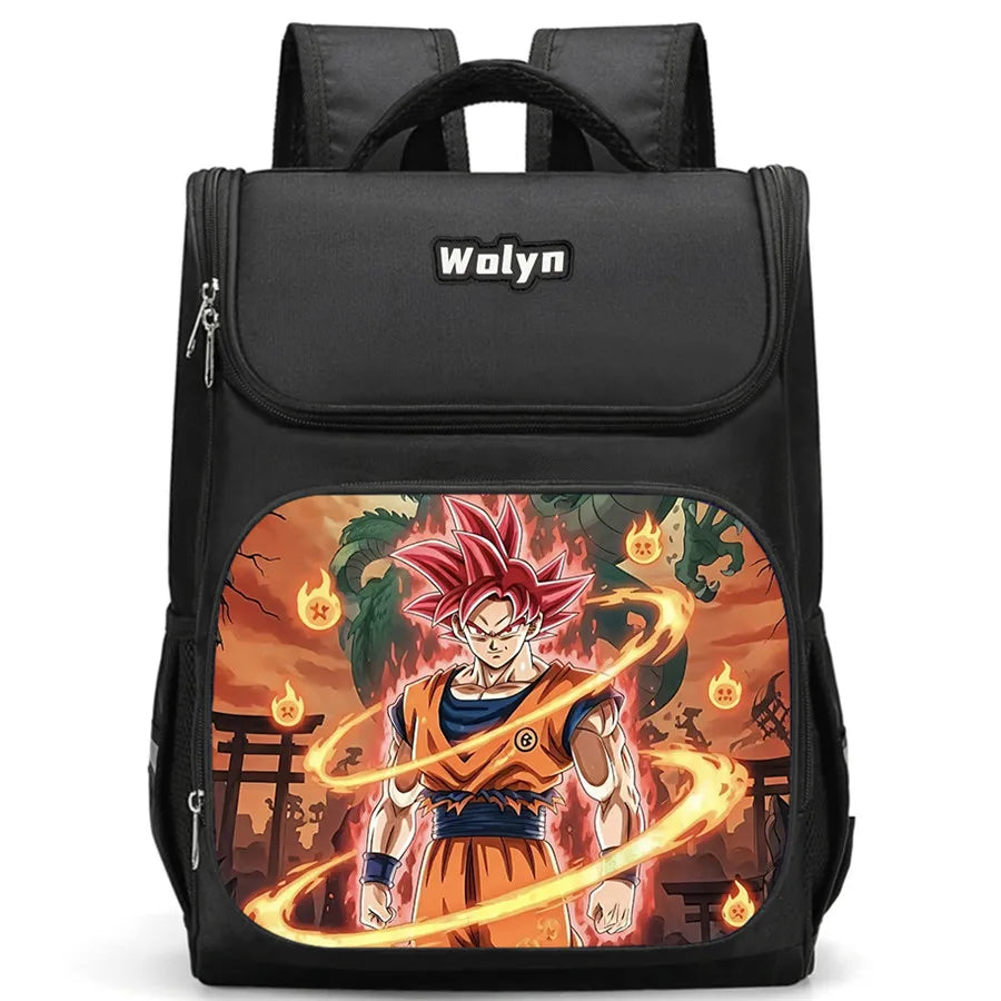 Sac à dos noir Dragon Ball - Goku en portrait sur fond vieilli