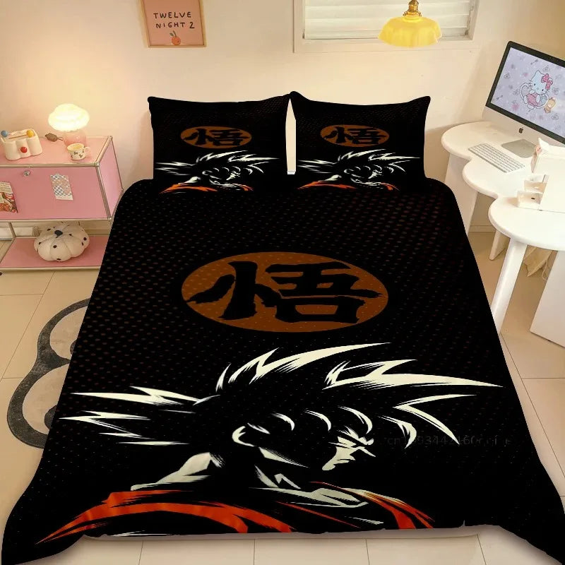 Copripiumino arancione Dragon Ball - Goku bambino e bastone nero