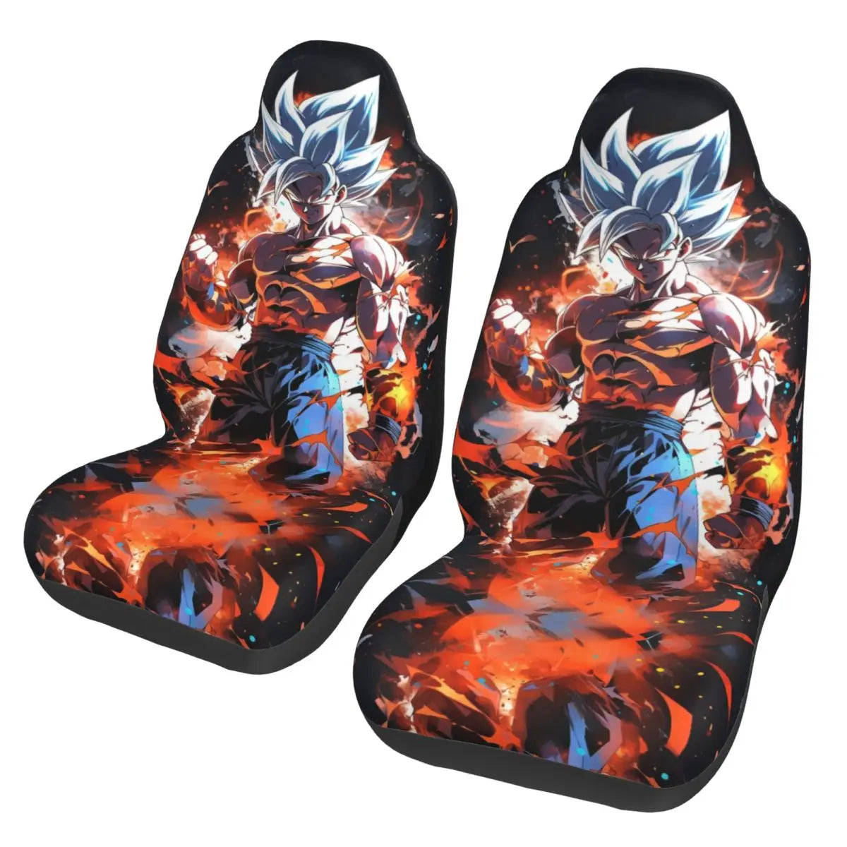 Coprisedili auto Dragon Ball - Goku Ultra Istinto su sfondo grigio