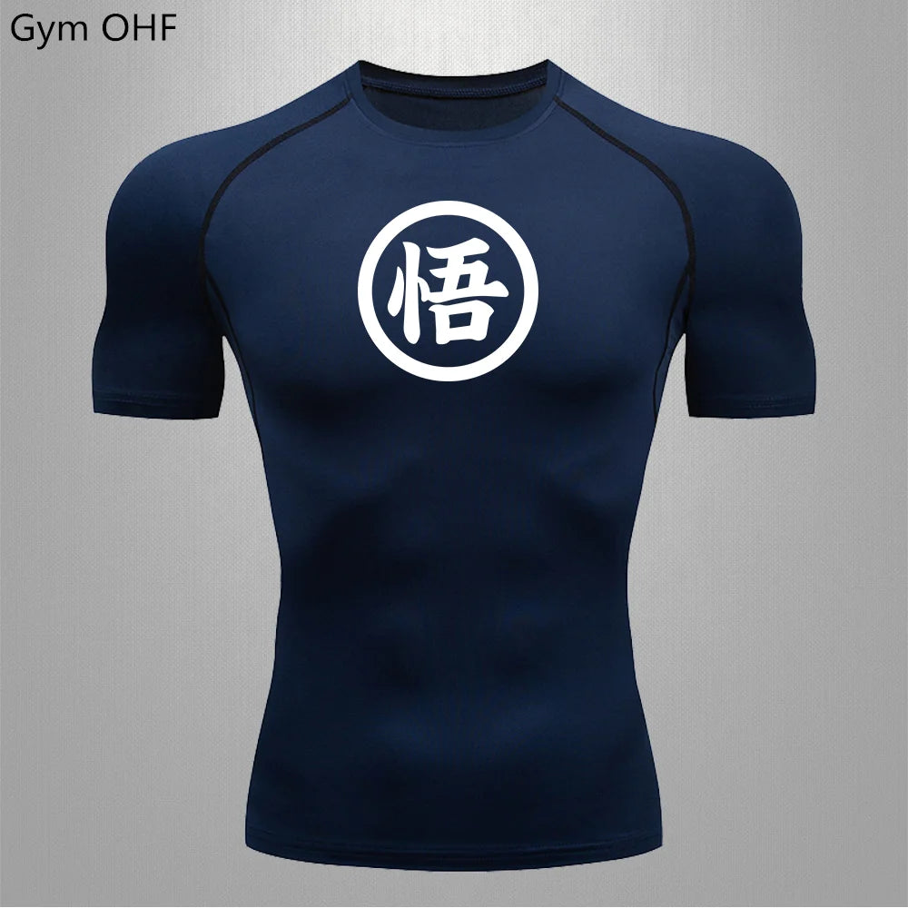 Graues Sportoberteil mit langen Ärmeln Dragon Ball - kanji Go black