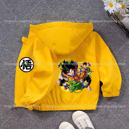 Gelbe Kapuzenjacke für den Jungen Dragon Ball - junger Goku mit Shenron