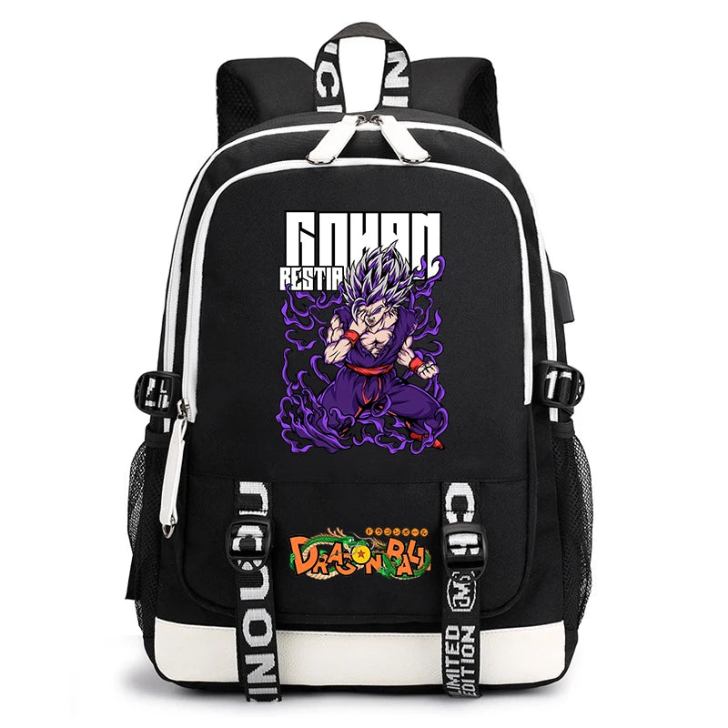Black and White Dragon Ball Rucksack - Goku Super Saiyan 3 Zurück