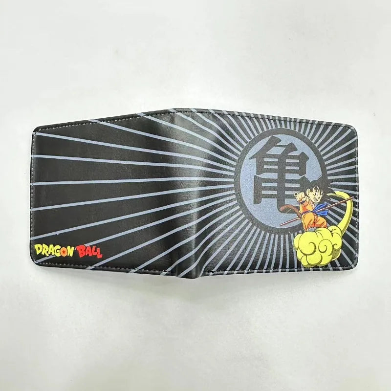 Porte-cartes gris Dragon Ball Goku enfant sur nuage et kanji Kame