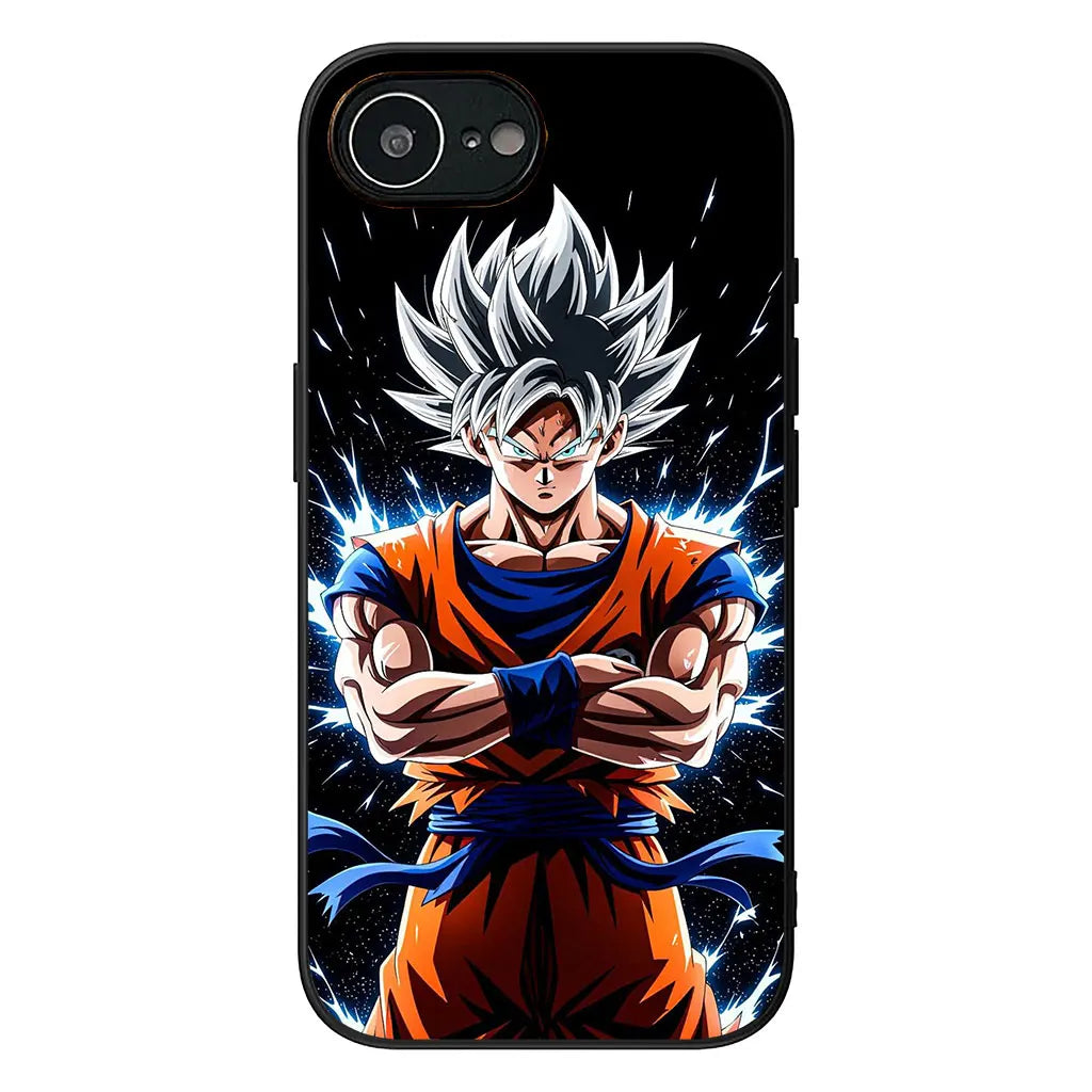 Coque de téléphone noire Dragon Ball - Goku Ultra Instinct aux bras croisés
