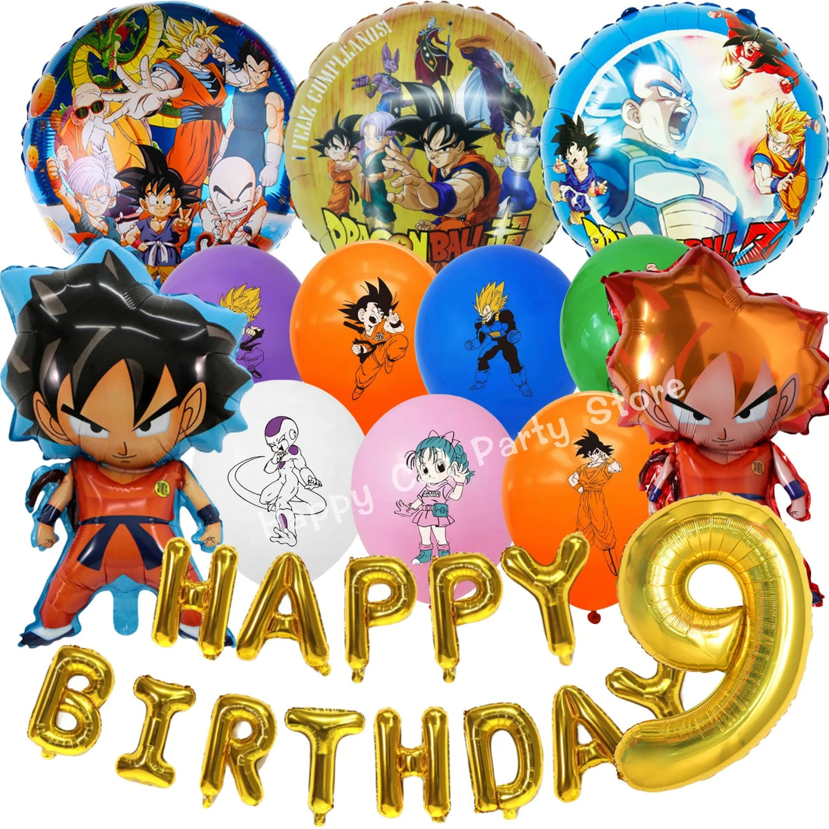 Dragon Ball oranje verjaardagsset - Goku en Super Saiyans