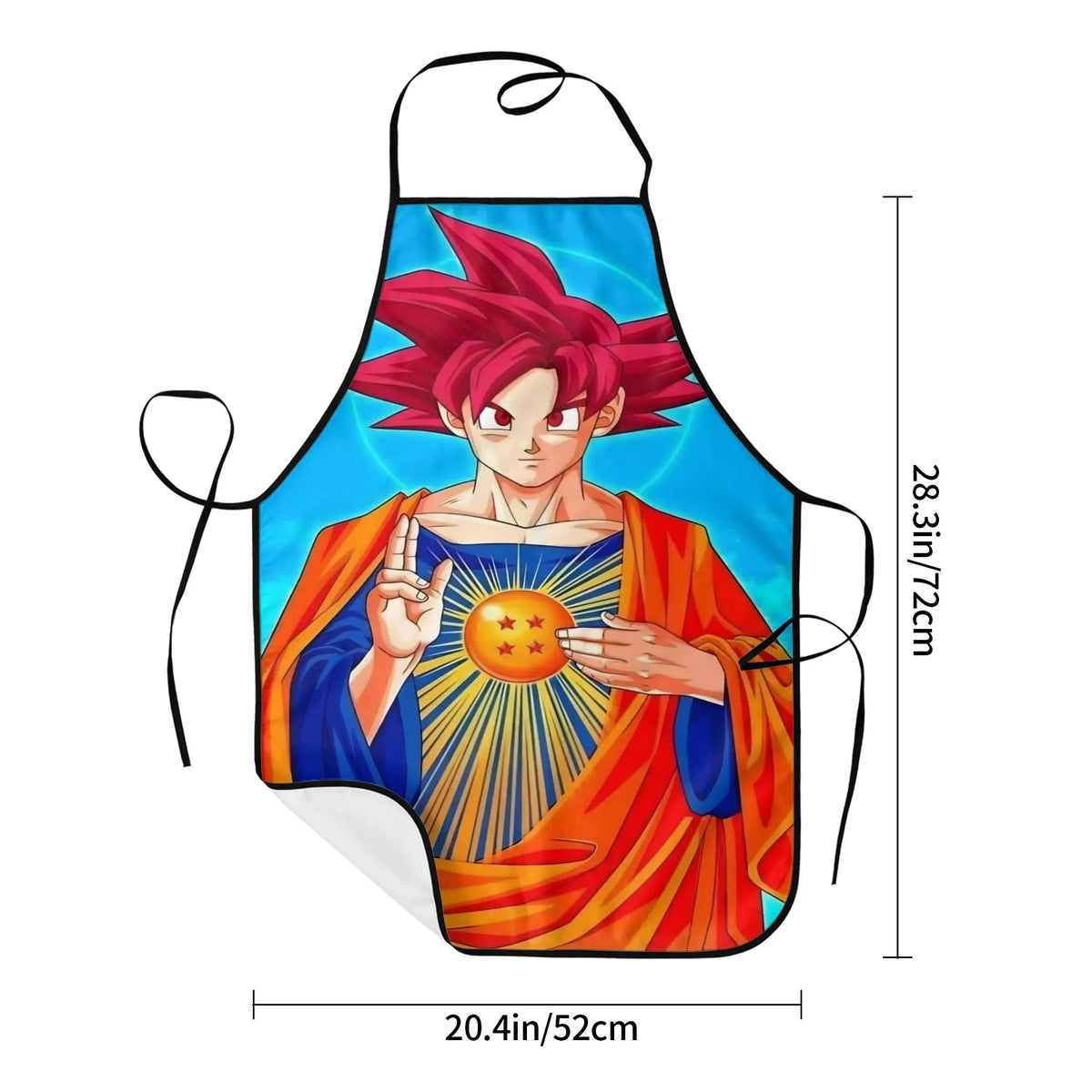 Tablier turquoise Dragon Ball - Goku Super Saiyan God et boule de cristal