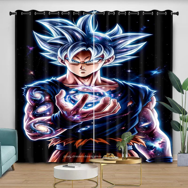 Dragon Ball blue curtains - Shenron and Goku shirtless