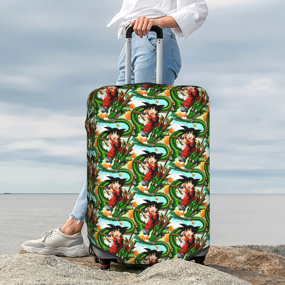 Housse de valise multicolore Dragon Ball - Goku et ses transformations répétées