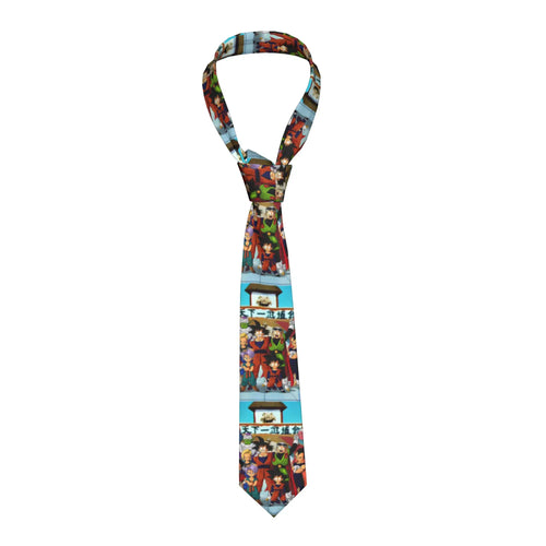 Dragon Ball turquoise tie - group of characters in vignettes
