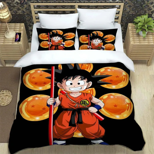 Copripiumino nero Dragon Ball - Goku bambino e sfere del drago