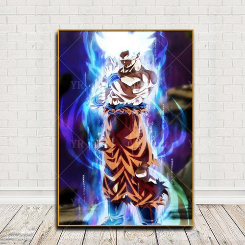 Dragon Ball vertikales Poster - Goku mit silbrigem Haar und blauen Blitzen