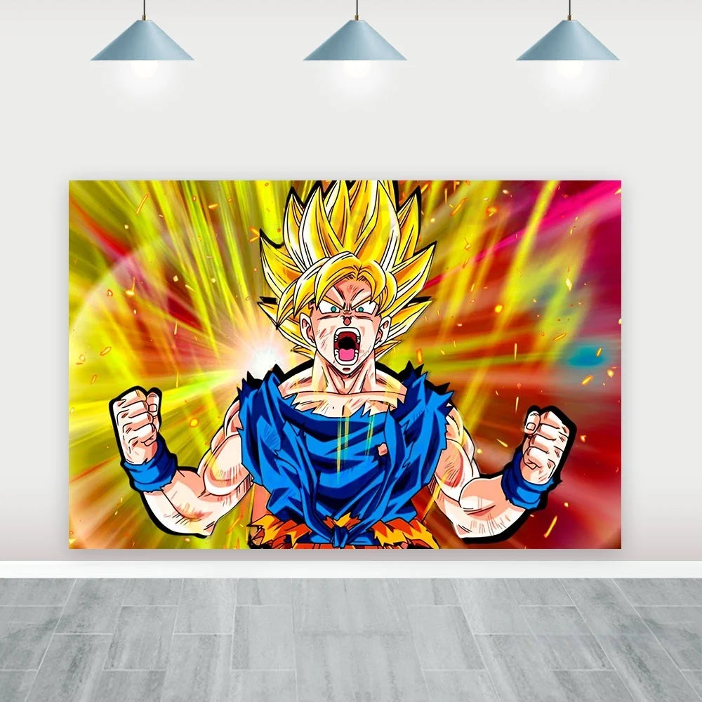 Toile de fond anniversaire Dragon Ball - Goku et ses transformations