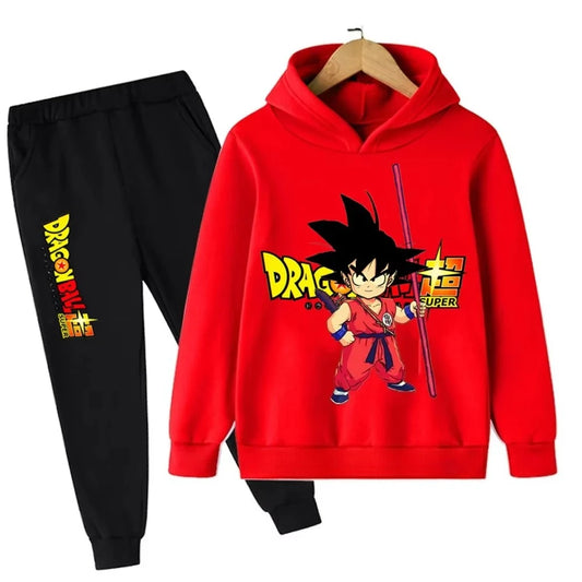 Survêtement rouge et noir pour enfant Dragon Ball - Goku enfant au bâton rouge