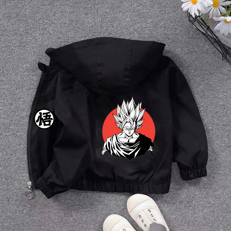 Veste à capuche noire pour enfant Dragon Ball - Goku Ultra Instinct au poing tendu