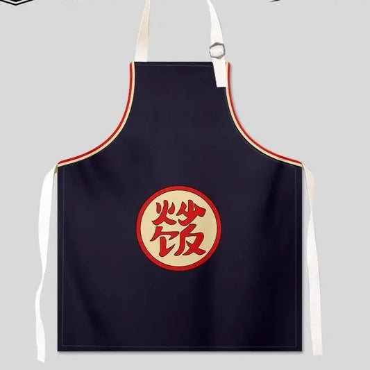 Dragon Ball middernacht blauw schort - rood Yamcha kanji