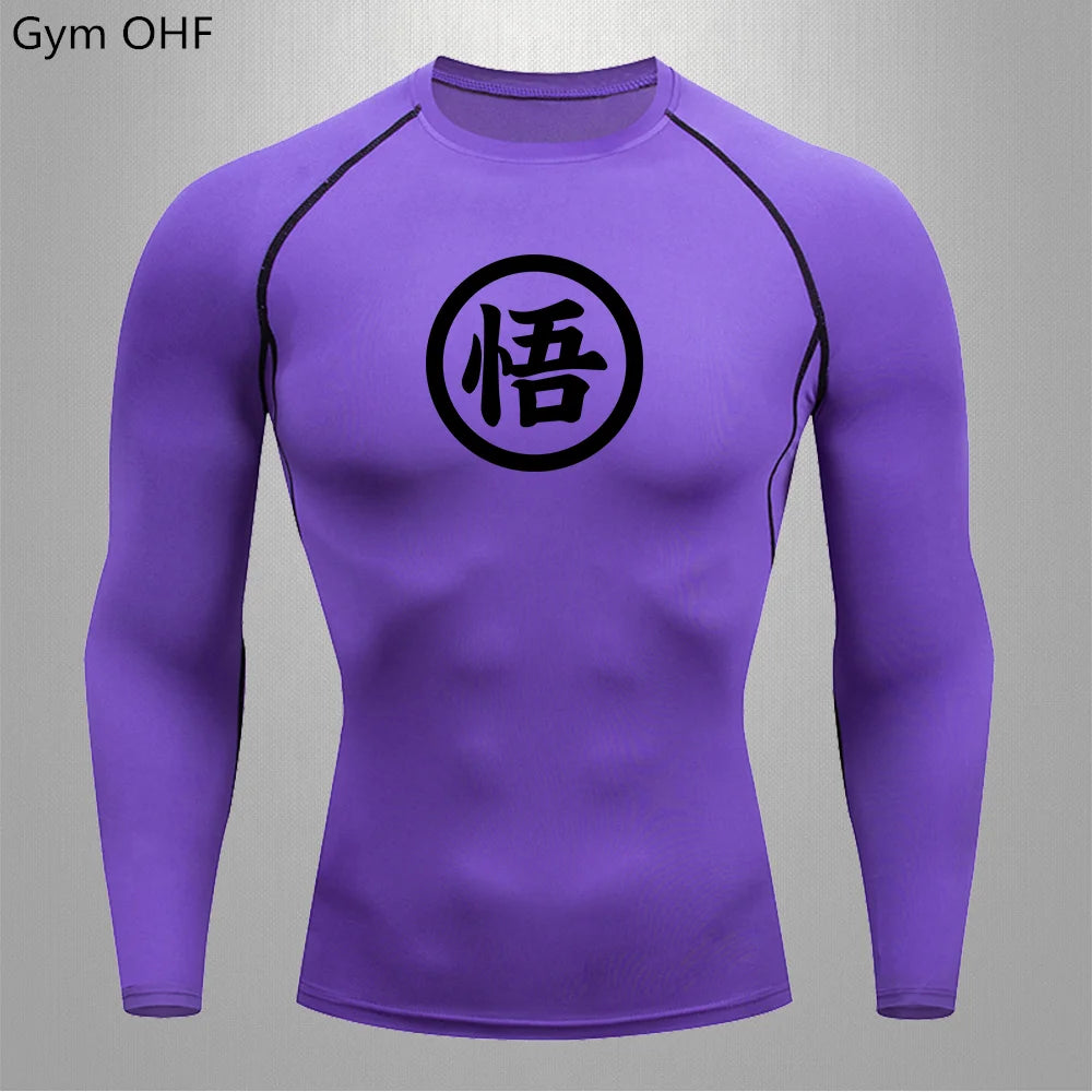 Graues Sportoberteil mit langen Ärmeln Dragon Ball - kanji Go black