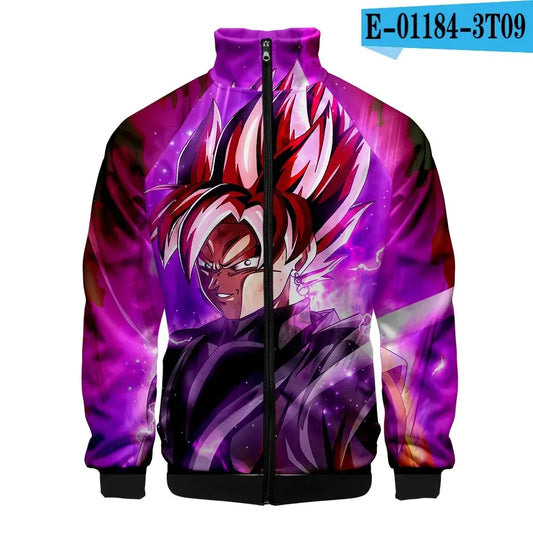 Veste zippée violette et rose Dragon Ball - Black Goku Rosé en gros plan