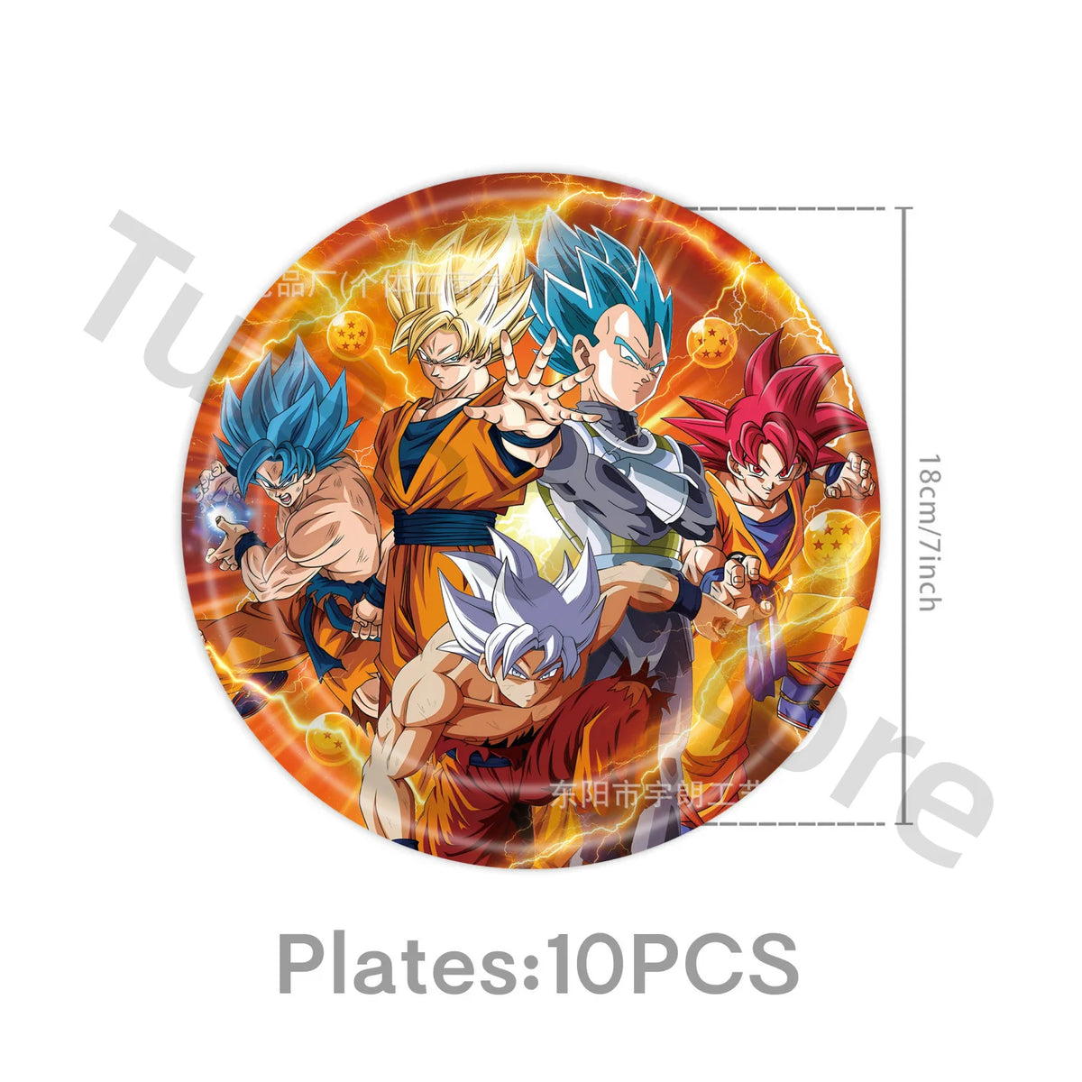 Dragon Ball Geburtstagsgeschirr - Goku und goldener Super Saiyans
