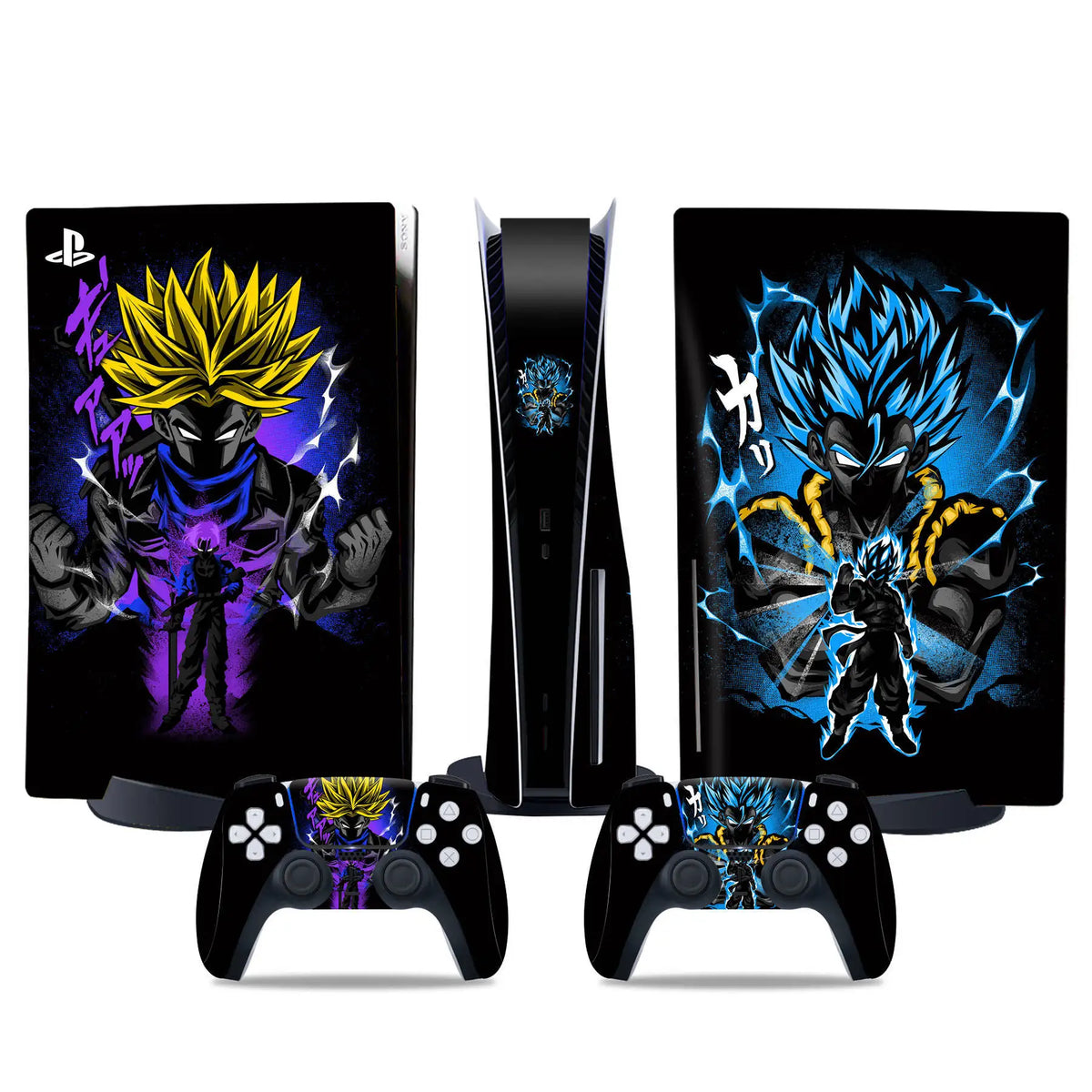PS5 en Dragon Ball controller sticker - Gohan en Vegeta met gouden bliksem