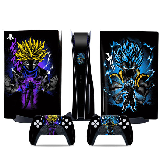 Pegatinas para PS5 y mandos de Dragon Ball - Gohan y Vegeta con rayos dorados