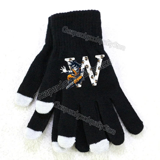 Dragon Ball Schwarze Handschuhe mit weißen Tipps - Goku und W Brief