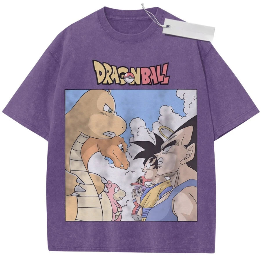 T-shirt purple Dragon Ball Goku Vegeta and orange dragon