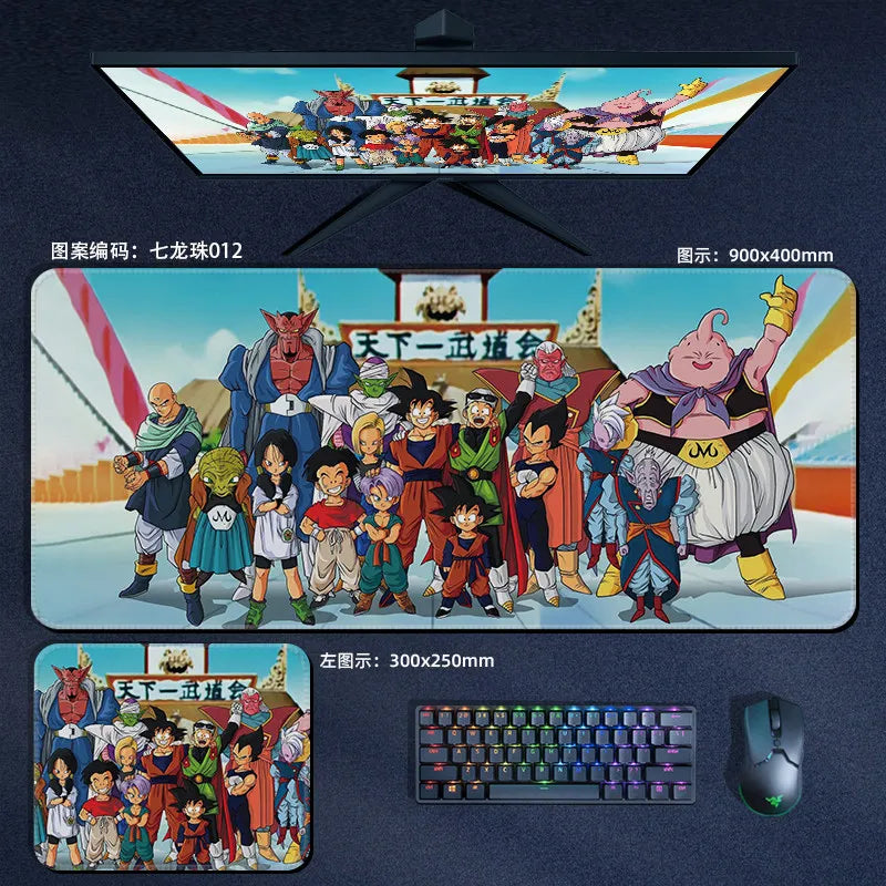 Tapis de souris orange Dragon Ball - personnages alignés et kanji Kame