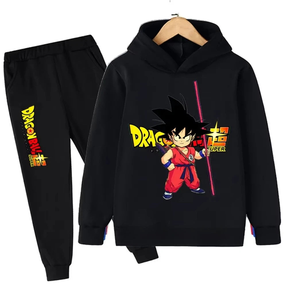 Schwarzer Sweatshirt für Kinder Dragon Ball - junger Goku mit rotem Stick