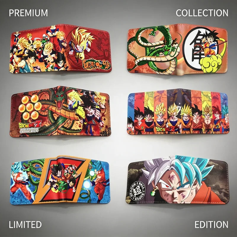 Blau und orange Dragon Ball Brieftasche - Kind Goku und roter Stock