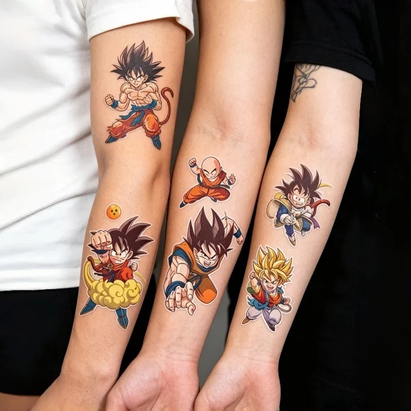 Dragon Ball tijdelijke tattoos - Goku en chibi karakters