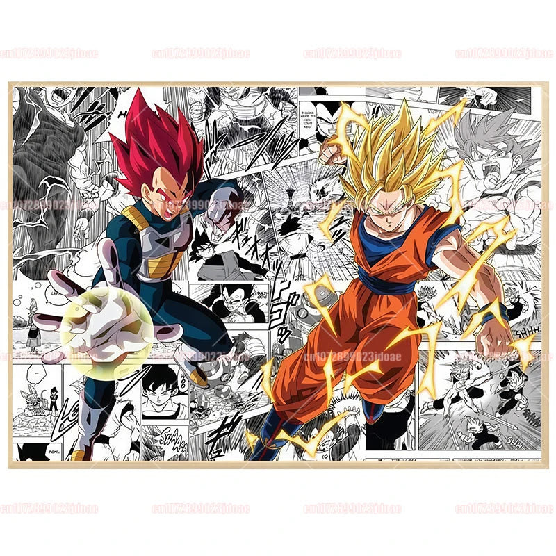 Pósteres manga Dragon Ball - Vegeta Goku y Broly a color