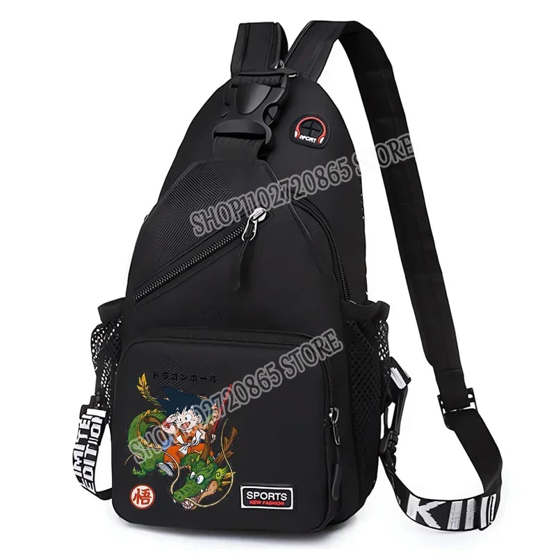 Black shoulder bag Dragon Ball - Goku child with Shenron