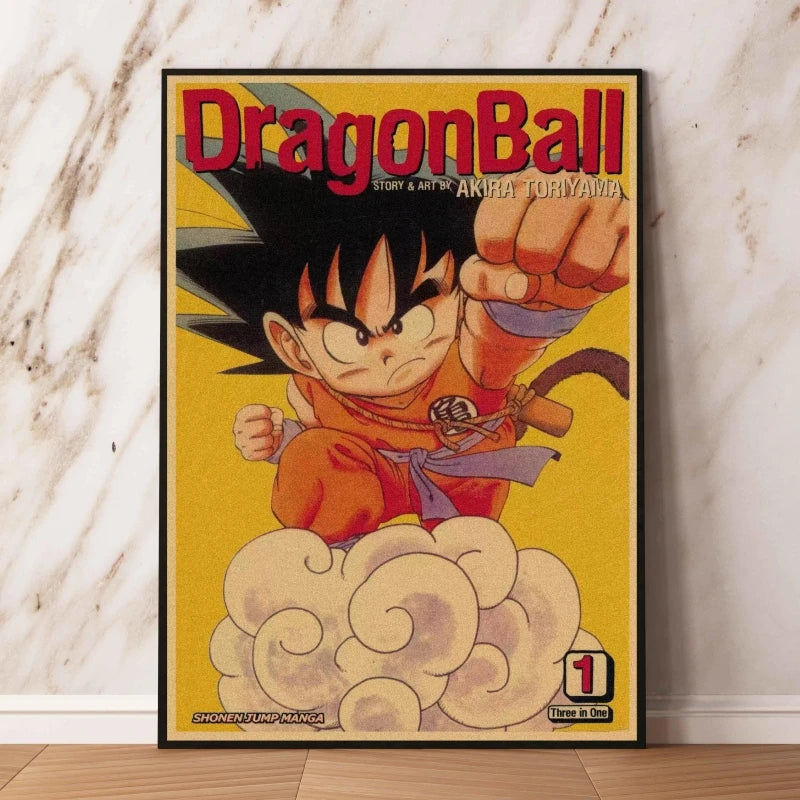 Affiches rétro - Goku enfant et couvertures Dragon Ball