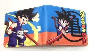 Blau und orange Dragon Ball Brieftasche - Kind Goku und roter Stock